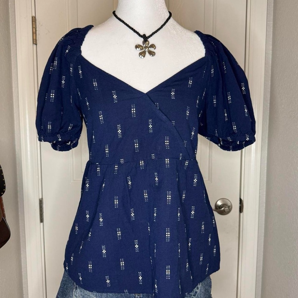 Madewell Jacquard Puff-Sleeve Empire Top